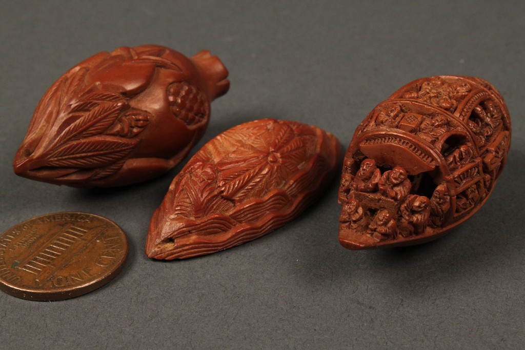 Lot 253: A collection of 3 Chinese nut carvings