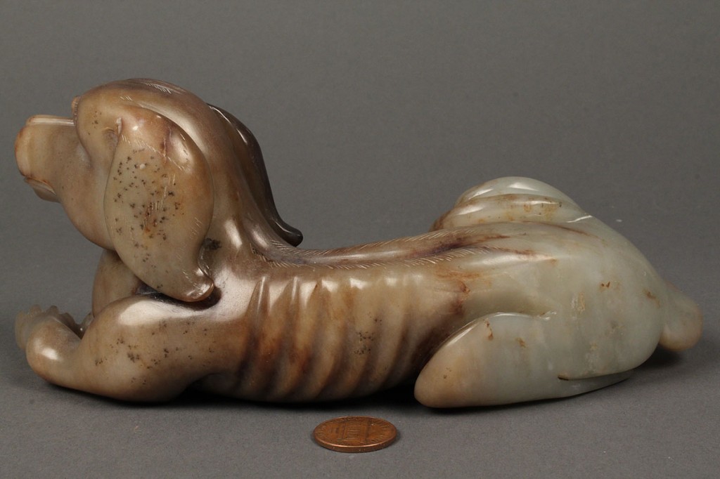 Lot 264: Chinese carved jade dog