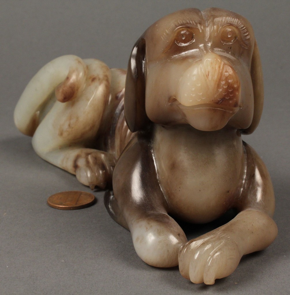 Lot 264: Chinese carved jade dog