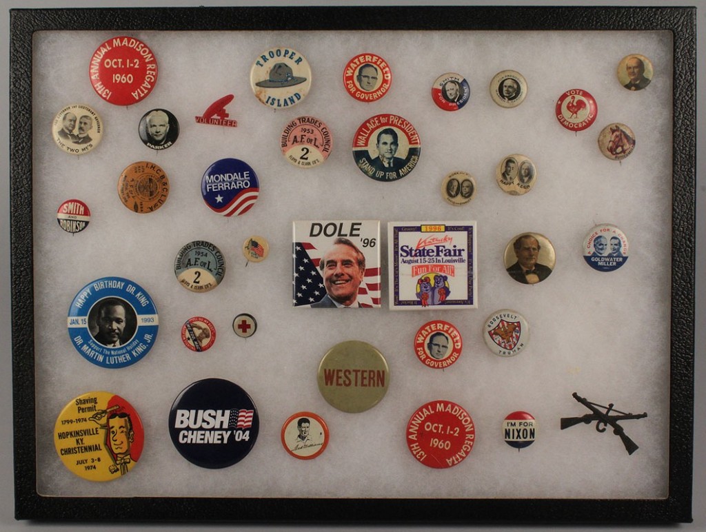 Lot 271: Collection of 36 political buttons and pins
