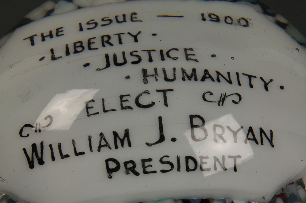 Lot 272: Glass Political Paperweight, Wm. Jennings Bryan