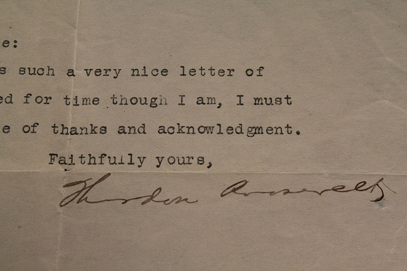 Lot 274: Theodore Roosevelt Letter w/ signature