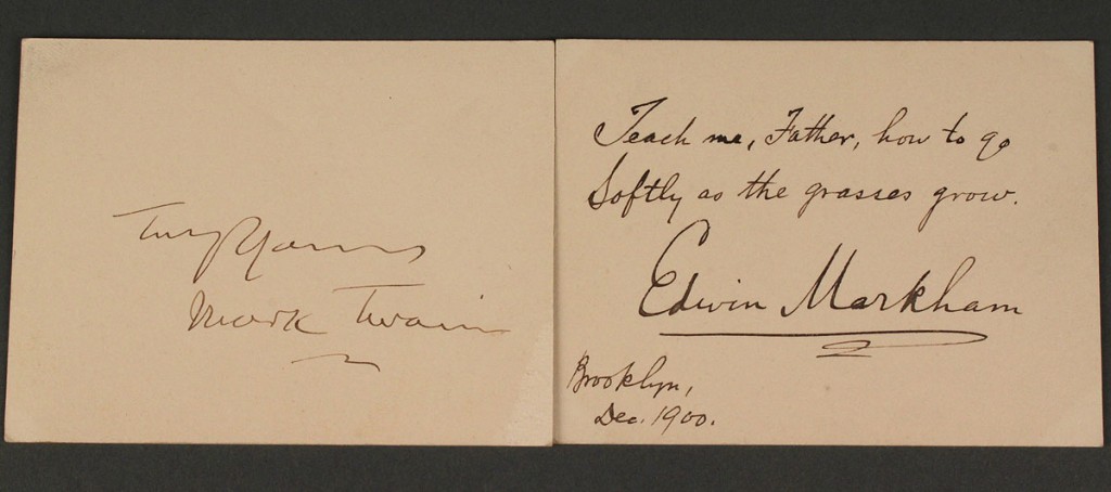 Lot 279: Mark Twain & Edwin Markham calling cards