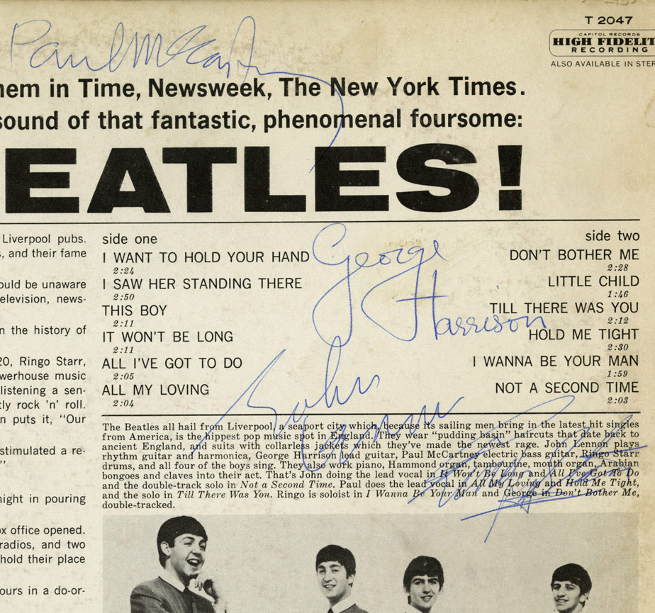 Lot 281: “Meet the Beatles” album, signed by all 4 members