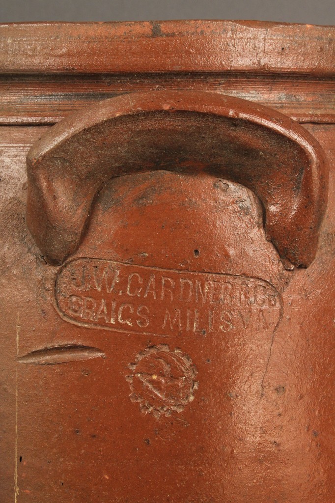 Lot 287: SW VA Pottery Storage Jar, J. W. Gardner