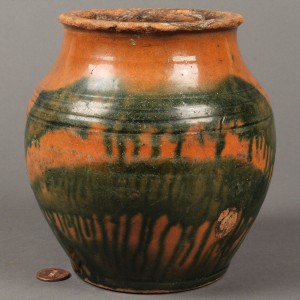 Lot 291: Greene County, TN redware jar attrib. C.A. Haun