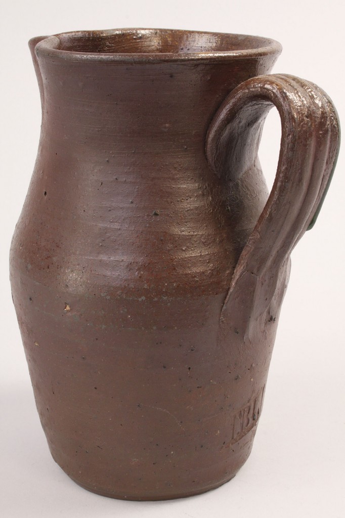 Lot 293: East Tennessee Stoneware Pitcher, signed TBL for Thomas Love