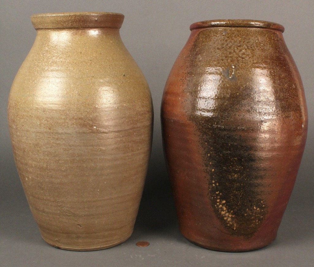 Lot 304: Lot of 2 Stoneware Jars, Middle TN or Loudon Co.