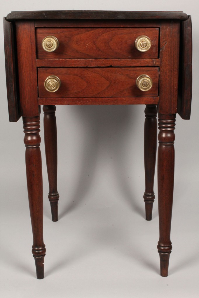 Lot 323: Federal mahogany Two Drawer Work Table