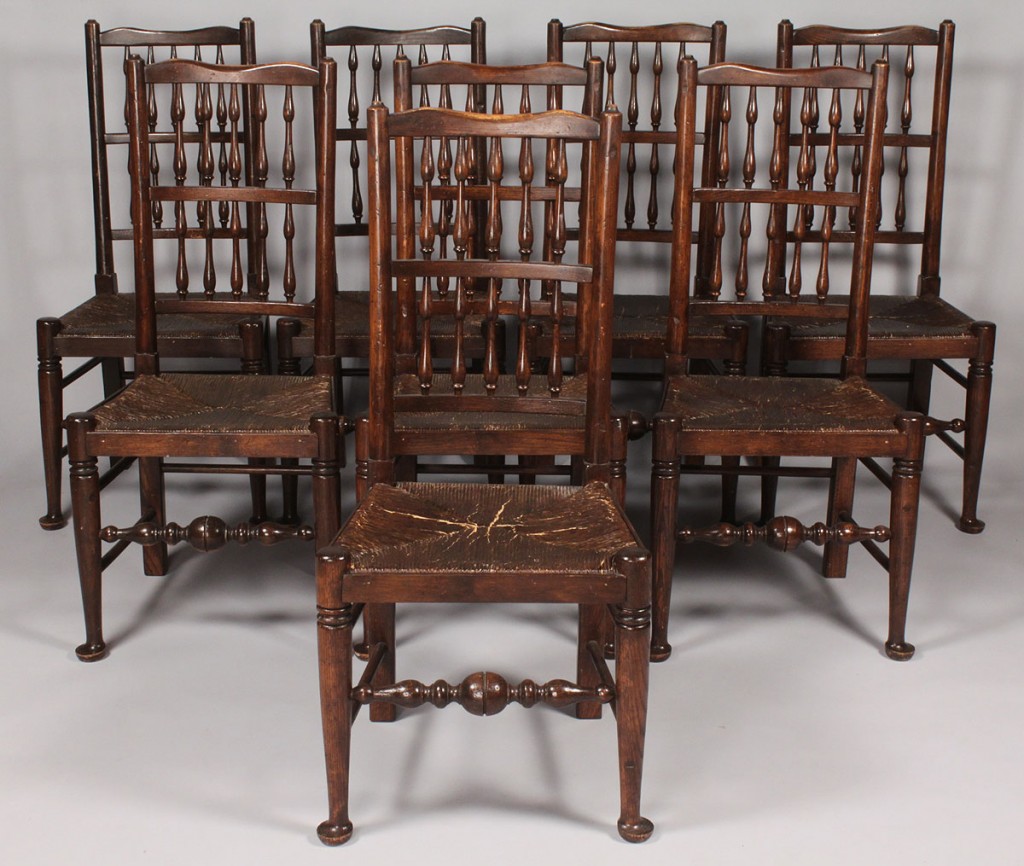 Lot 327: Set of 8 Lancashire County style Chairs