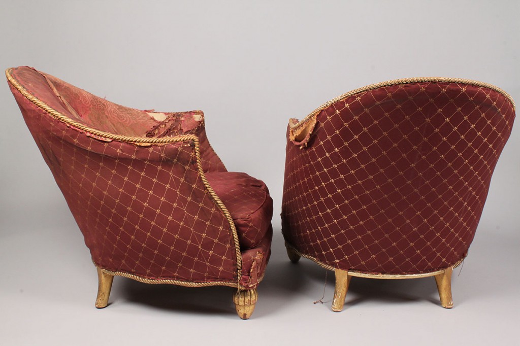 Lot 329: Pair 19th c. French Giltwood Bergeres