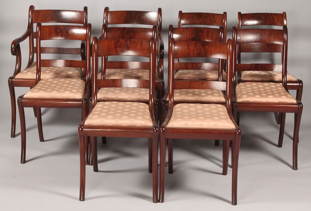 Lot 331: Lot of 10 English Sheraton Dining Chairs