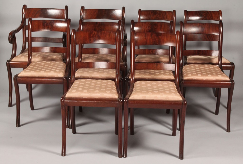 Lot 331: Lot of 10 English Sheraton Dining Chairs