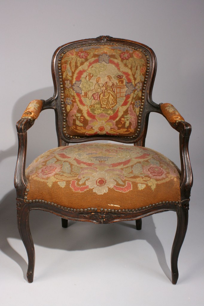 Lot 336: French End Table & Fauteuil