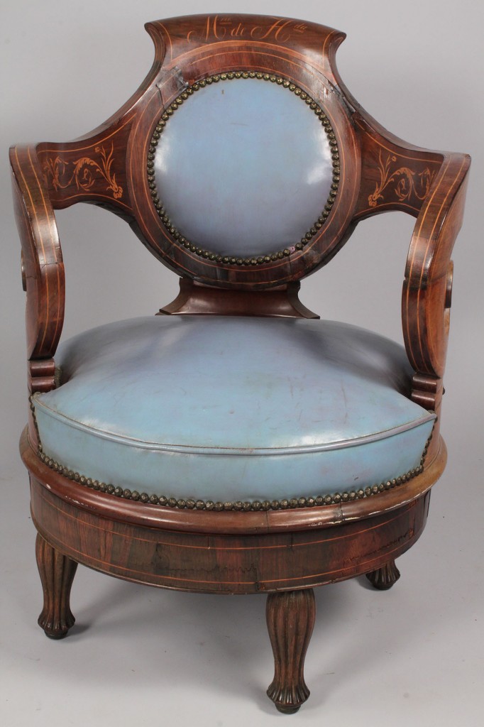 Lot 337: Continental marquetry armchair, 19th century