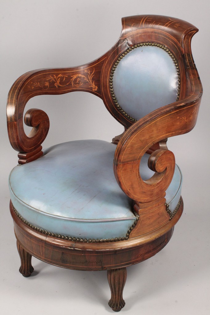 Lot 337: Continental marquetry armchair, 19th century