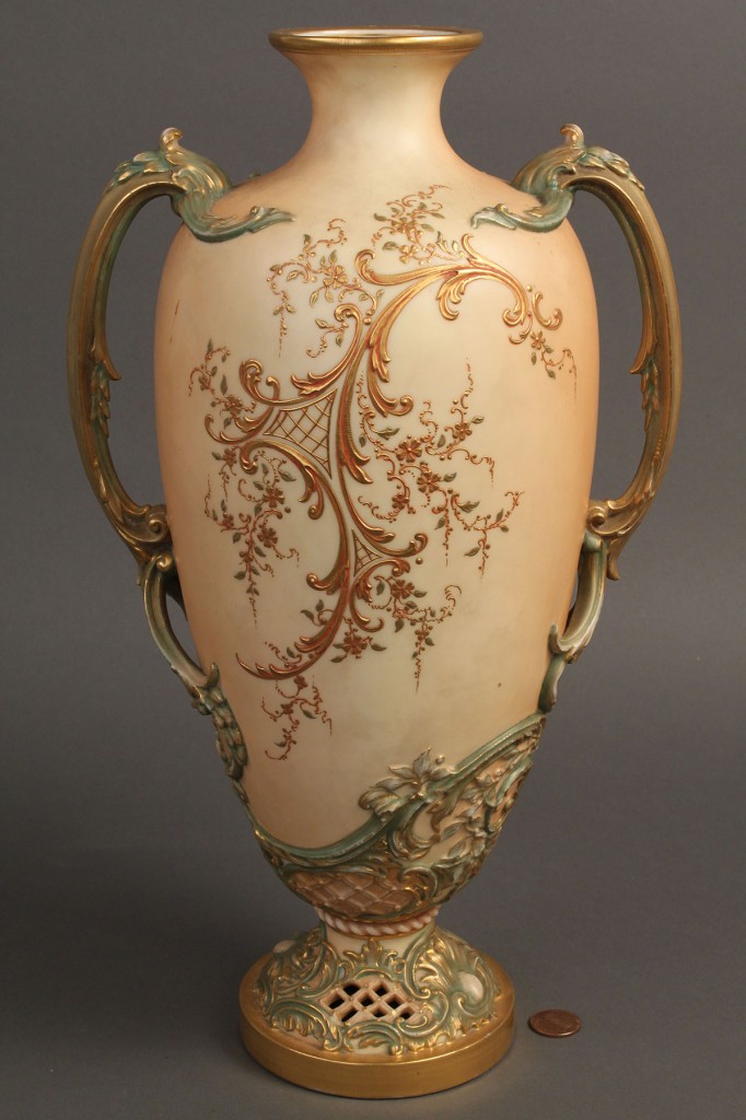 Lot 343: Royal Worcester Vase, signed William Hawkins
