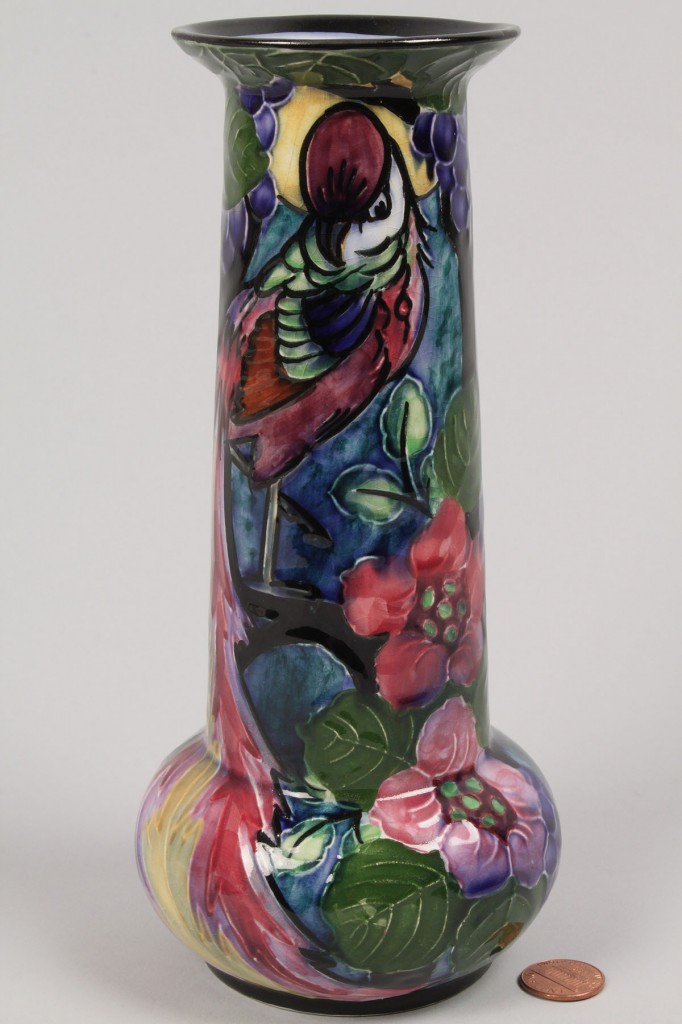 Lot 371: English Art Nouveau Trogon Ware Vase