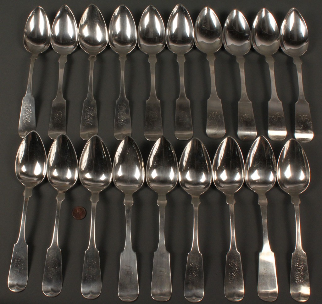 Lot 374: Lot of 19 Coin Silver Spoons, incl. Albert Coles