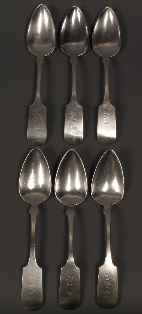 Lot 375: Six Philadelphia Coin Silver tablespoons