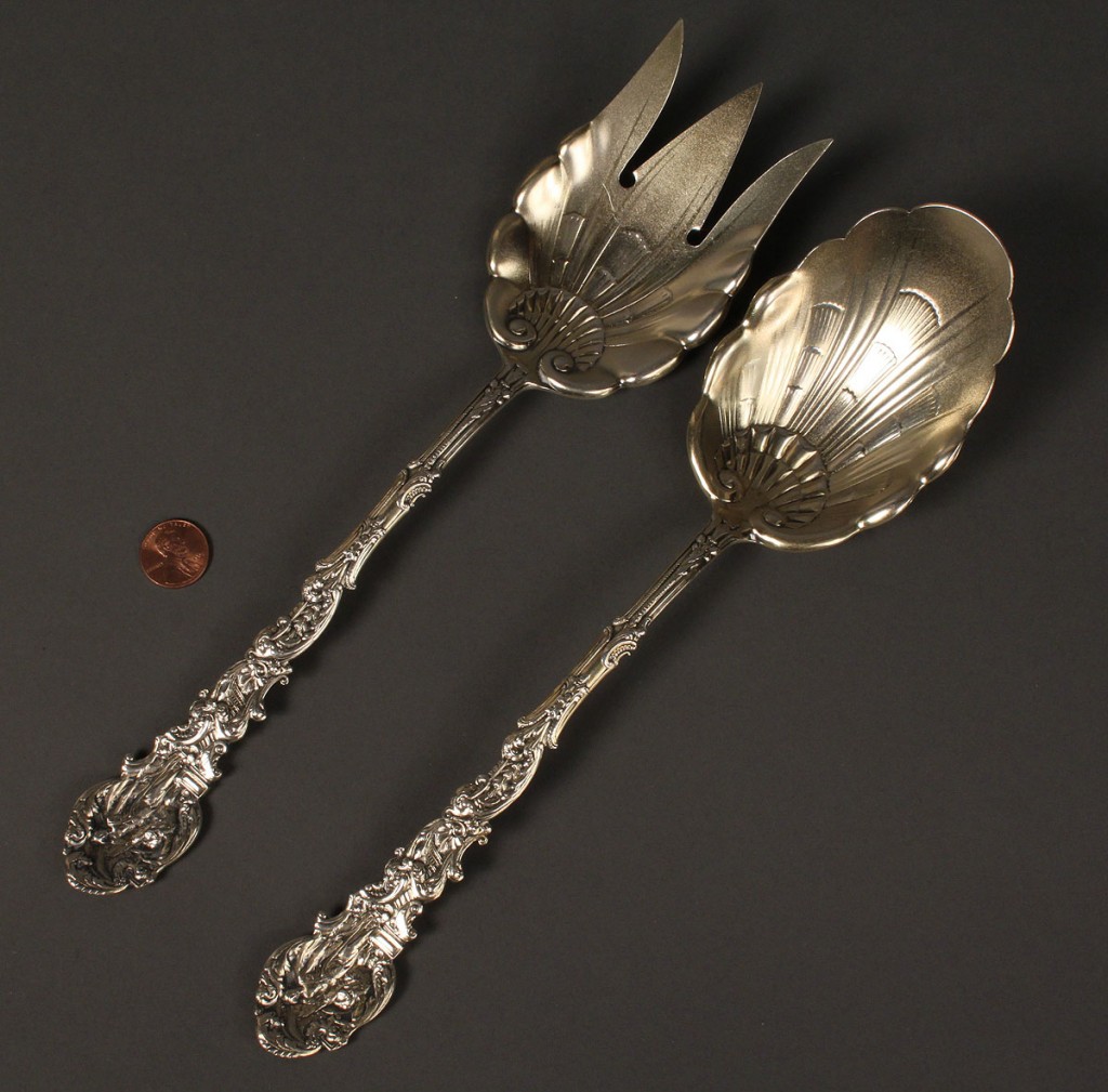 Lot 383:  Gorham Sterling serving spoon & fork