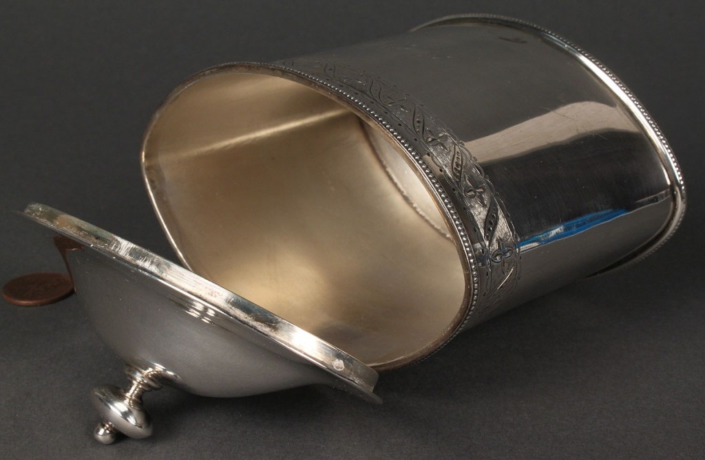 Lot 385: Neoclassical style Sterling Tea Caddy