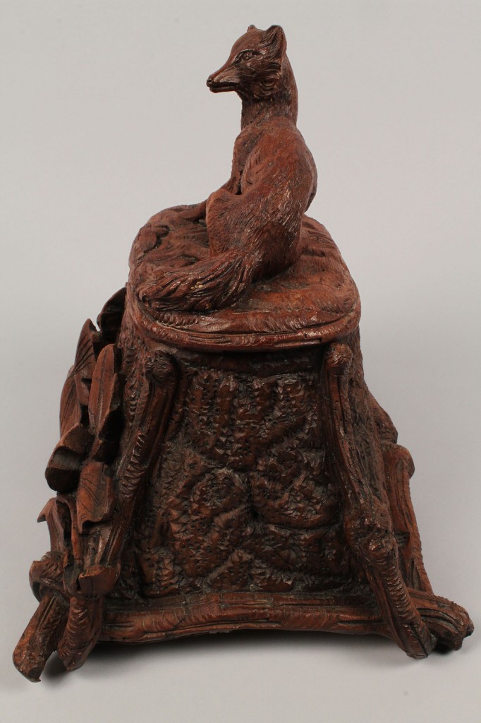 Lot 39: Figural Carved Black Forest Carved box with fox lid