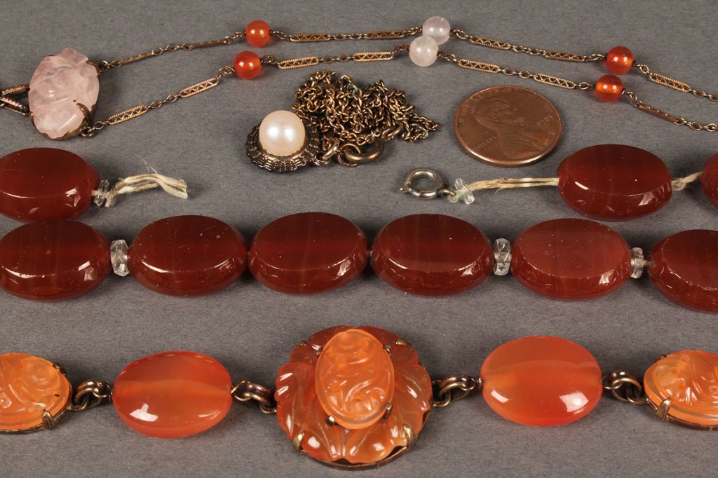 Lot 402: Lot of 3 Carnelian Jewelry Items & 1
