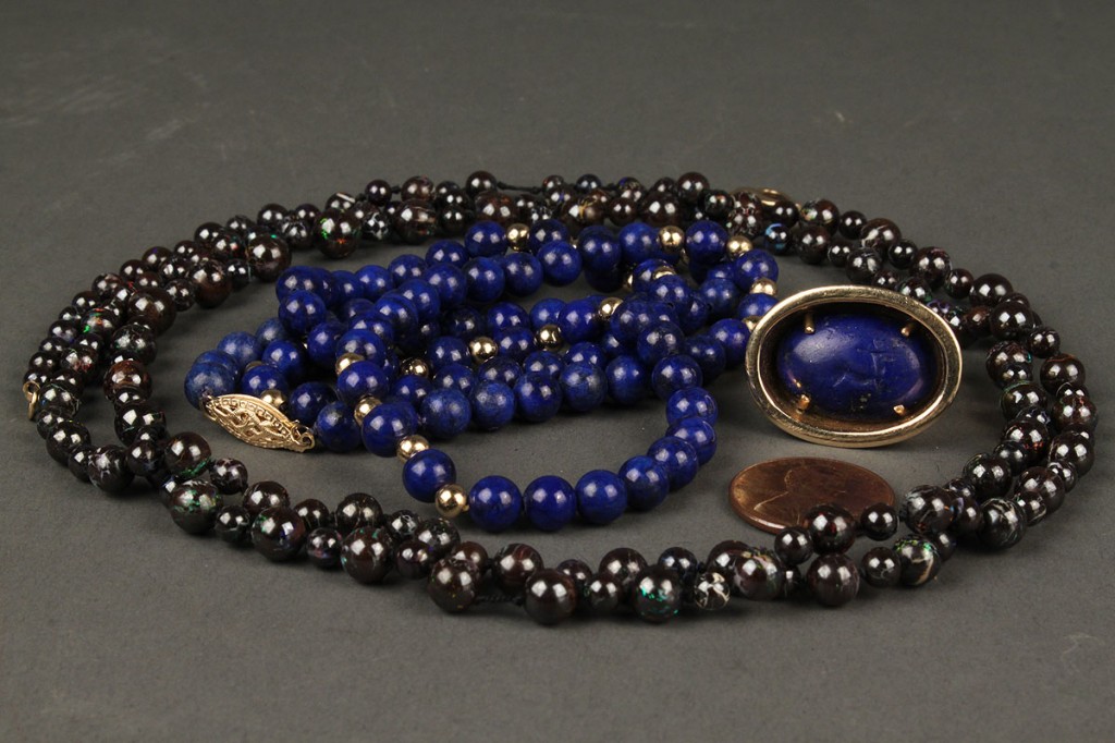 Lot 403:  14K Lapis ring, necklace & boulder opal beads