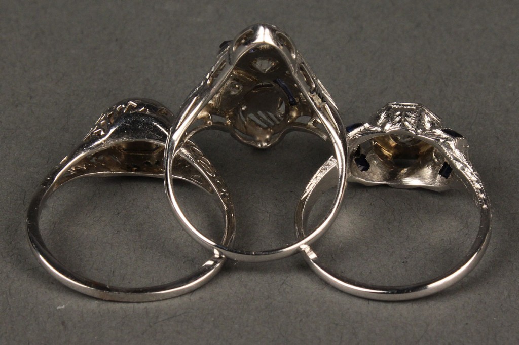 Lot 405: Lot of 3 Art Deco Diamond Rings