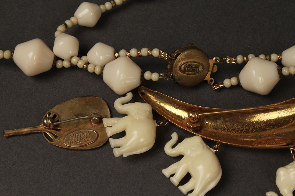 Lot 408: Three Asian themed Miriam Haskell jewelry items