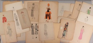 Lot 411: Collection of 1920's Pencil & Ink Fashion Drawings
