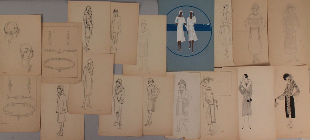 Lot 412: Collection of 1920's Pencil & Ink Fashion Drawings