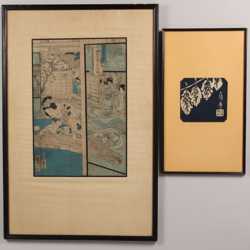Lot 415: Lot of 2 Japanese Woodblock Prints, artist stamped