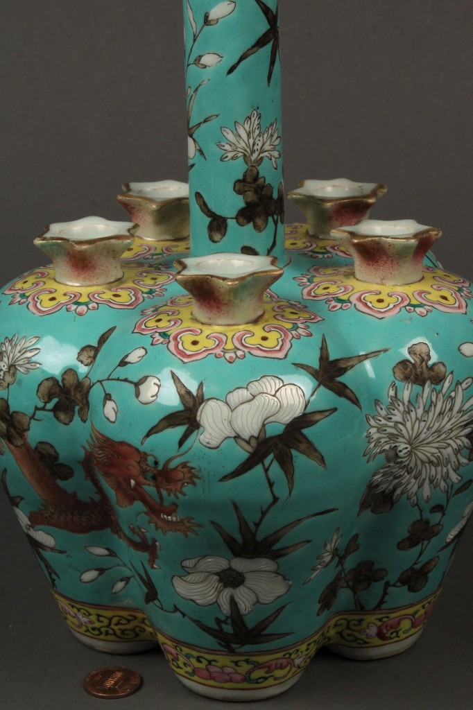 Lot 428: Chinese porcelain long neck bulb or crocus vase