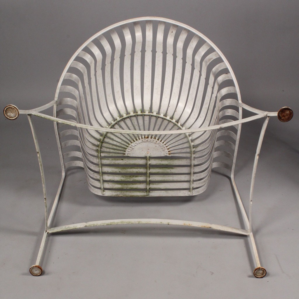 Lot 446: Pair of Silvertone Iron Garden Chairs, Modern