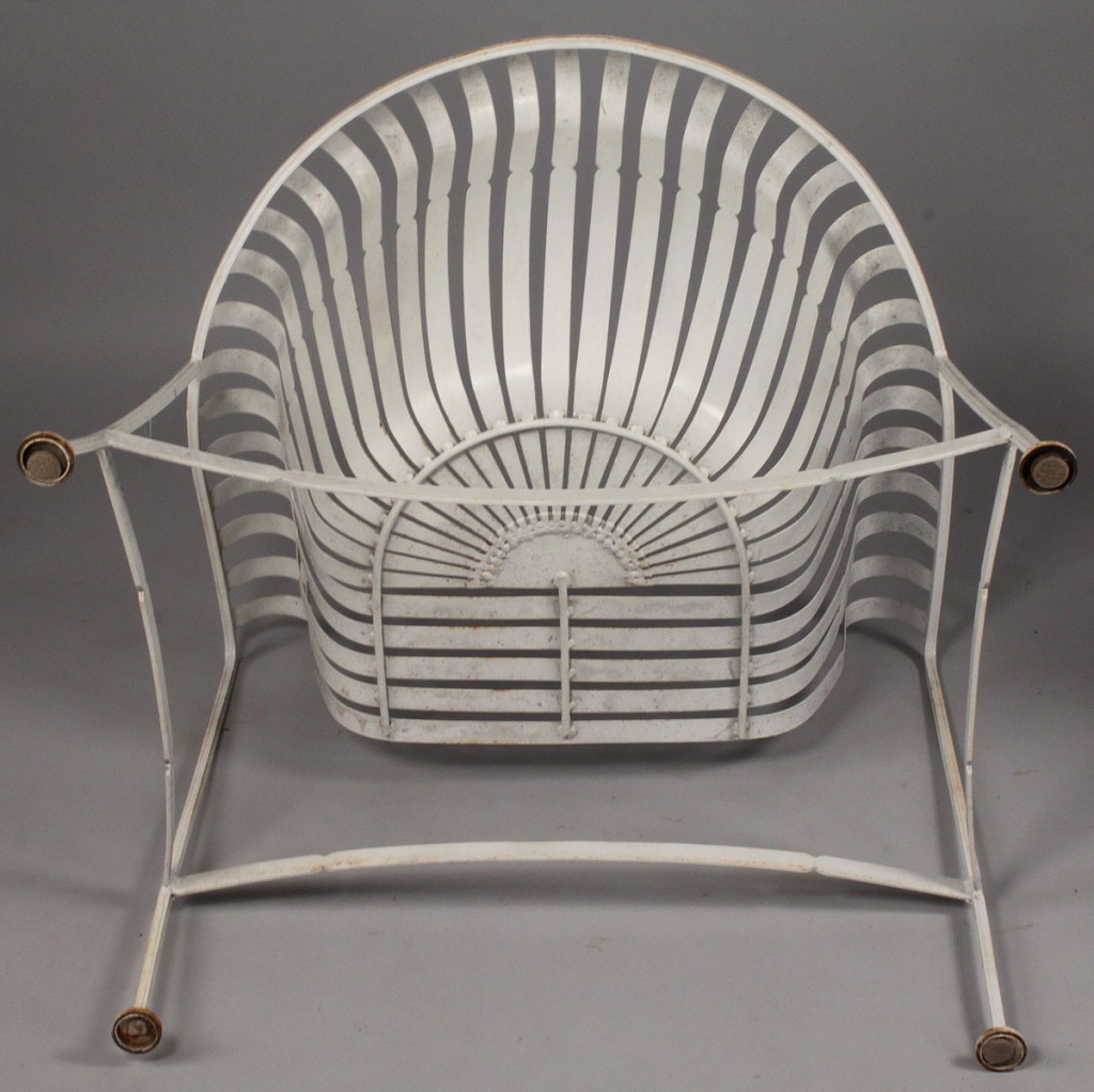 Lot 447: Pair of Silvertone Garden Chairs, Modern