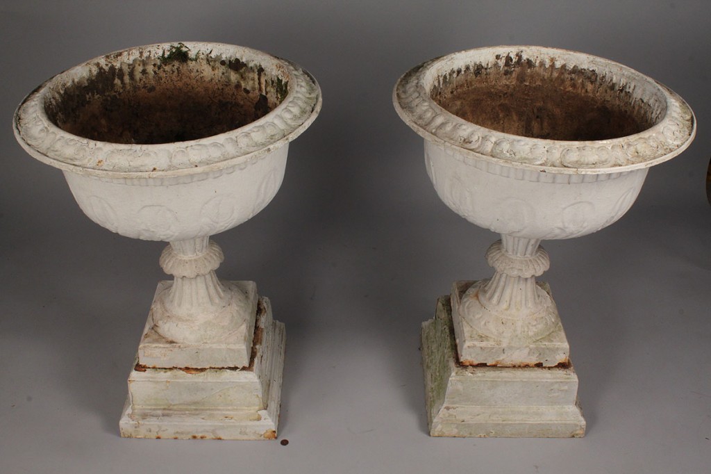 Lot 448: Large pair of Victorian Cast Iron Urns