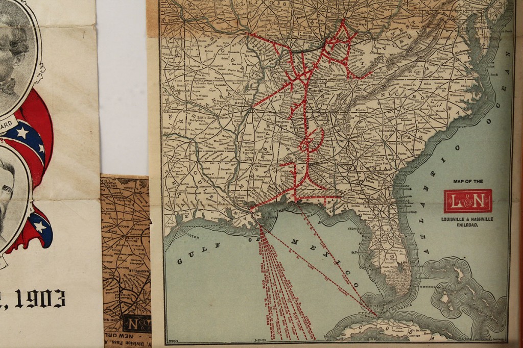 Lot 454: Lot of 2 Confederate Reunion Programs & Railroad Maps
