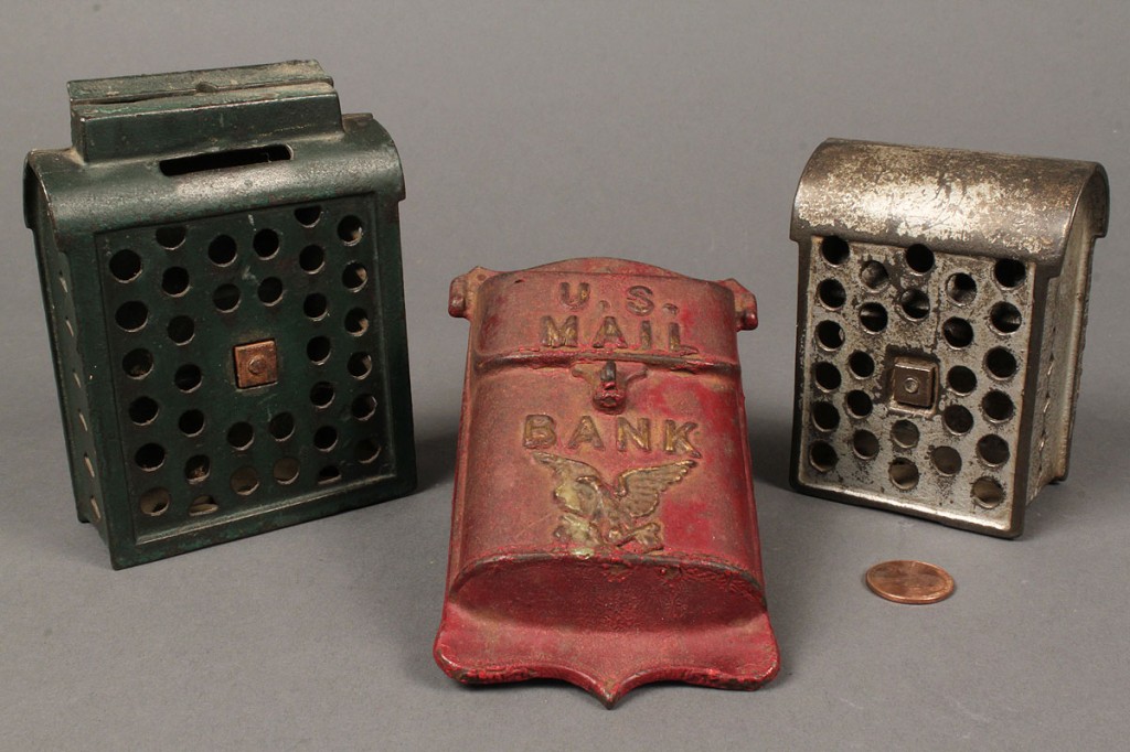 Lot 477: Grouping of 3 Painted Cast Iron Banks