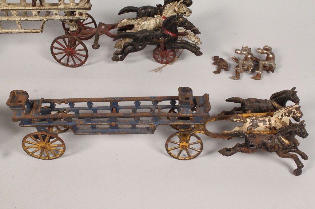 Lot 481: Lot of 3 Toy Pressed Steel  Fire Wagons