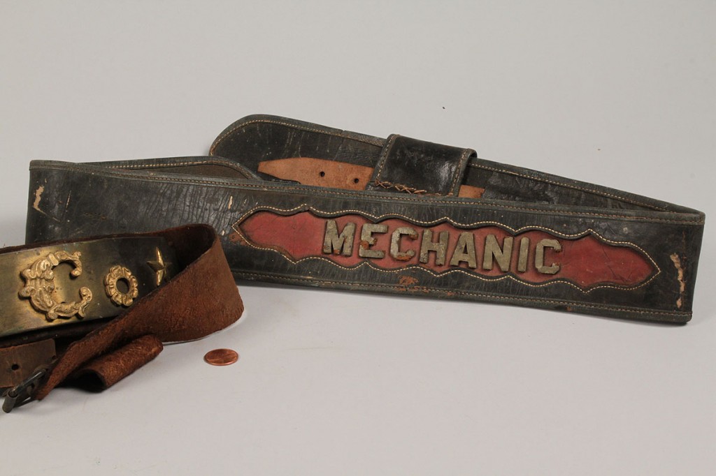 Lot 483: Lot of 3 Early Leather Fireman's Parade Belts