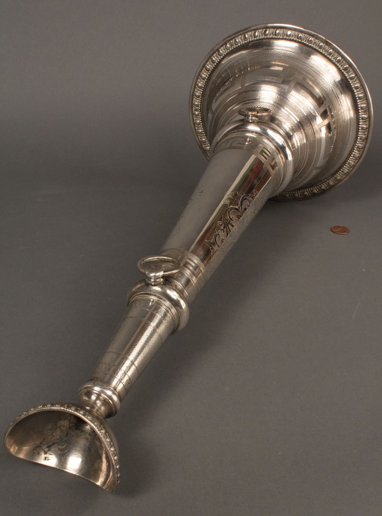 Lot 486: 1866 Silverplate Presentation Fire Trumpet