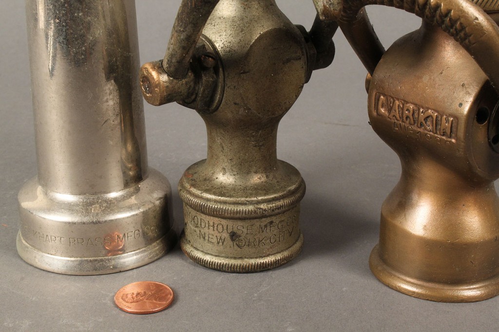 Lot 488:  Lot of Fire-related Items, incl. hose nozzles (32 items)