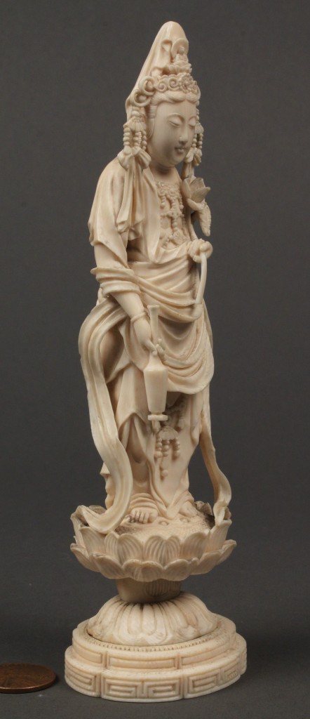 Lot 4: Oriental carved ivory figure of Quan Yin
