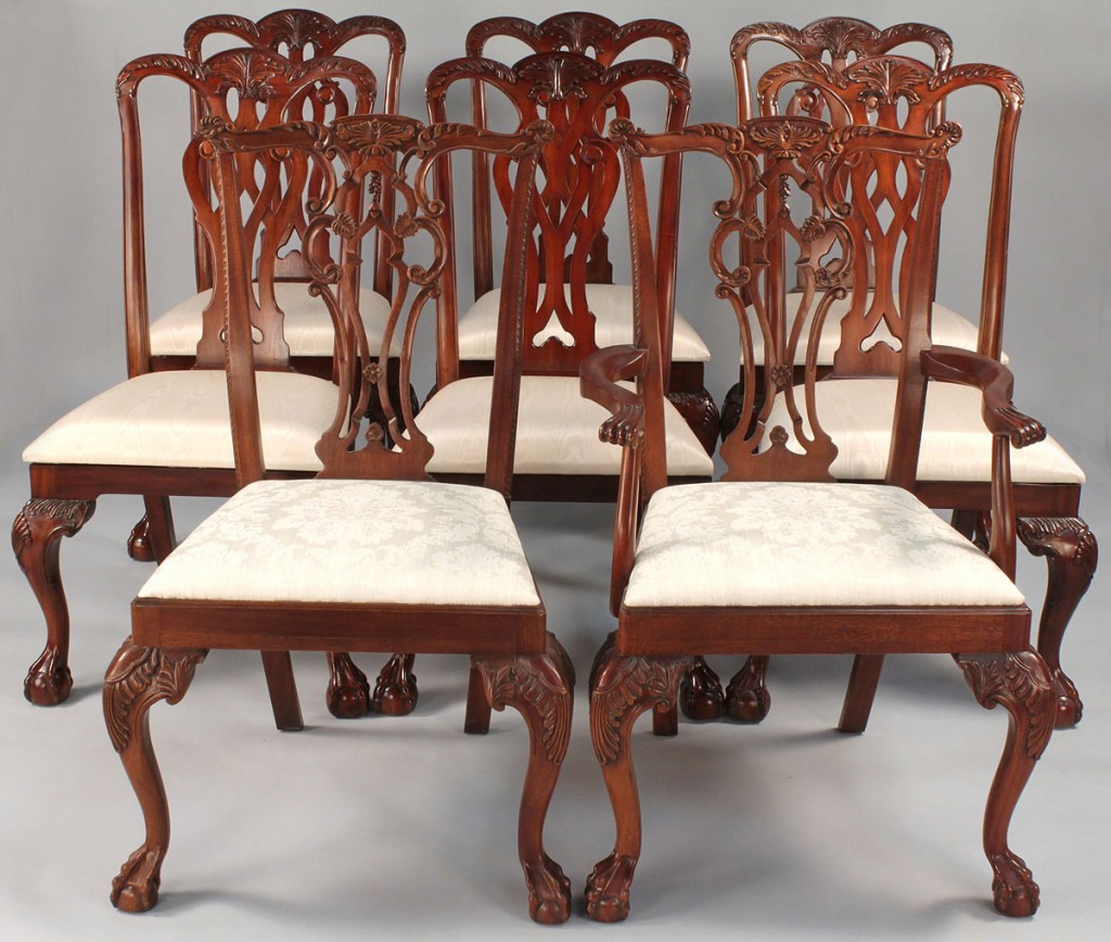 Lot 514: Assembled set 8 Dining Chairs, Hickory & Maitland Smith