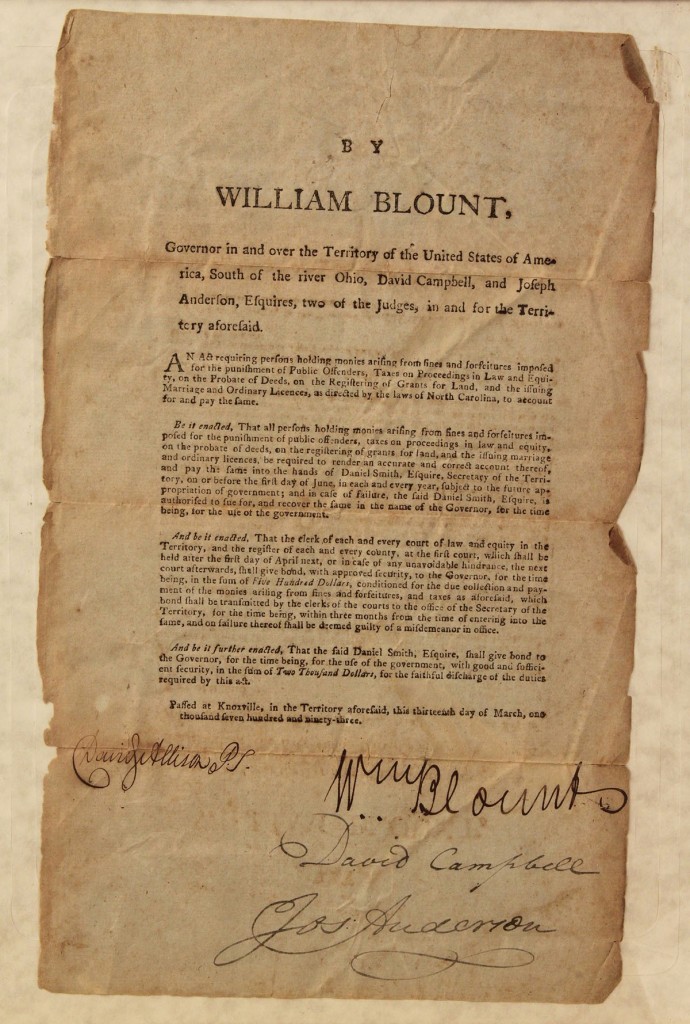 Lot 51: Wm. Blount signed document, 1793