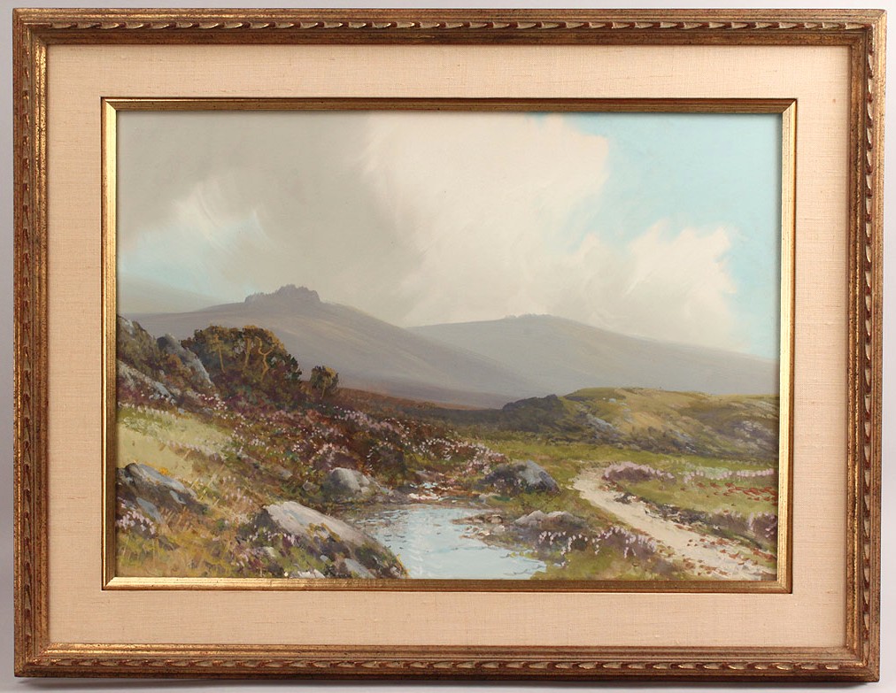 Lot 523: Scottish Highland watercolor gouache landscape