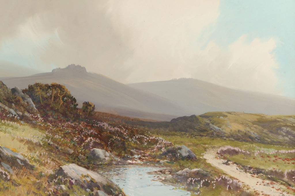 Lot 523: Scottish Highland watercolor gouache landscape
