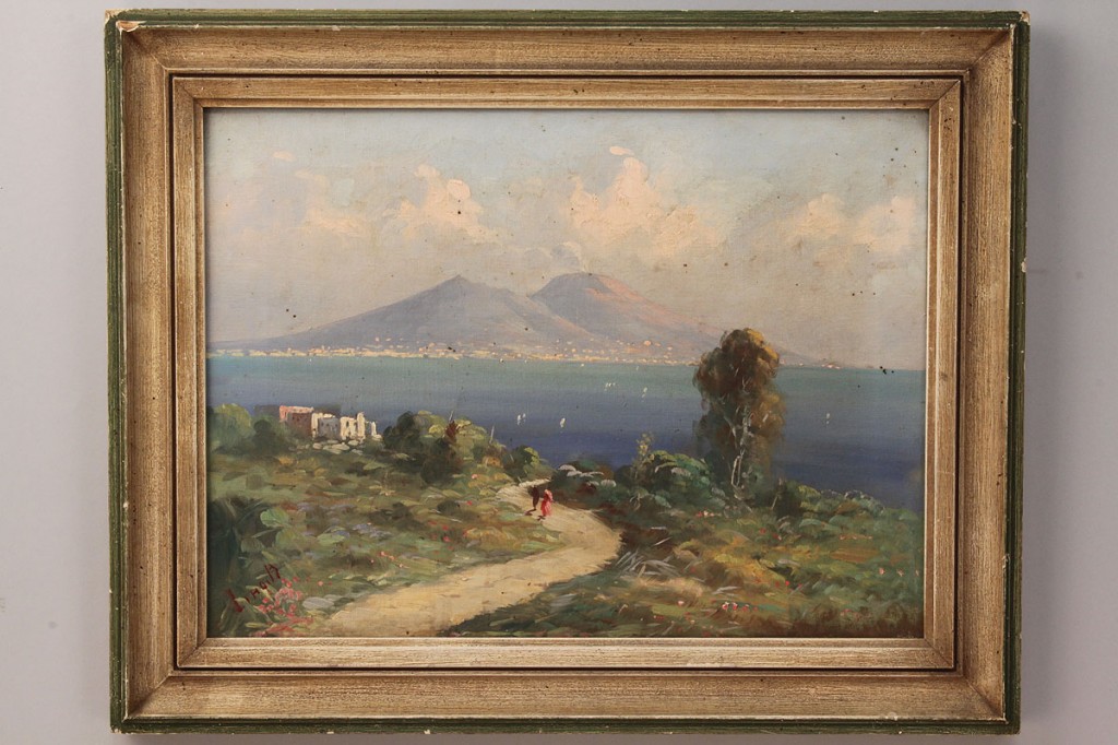 Lot 525: Lot of 2 oil paintings, ocean and mountain landscapes